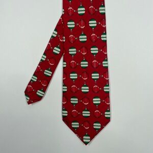 Holidays Red Christmas Ornaments Glitter Necktie Mens One Size